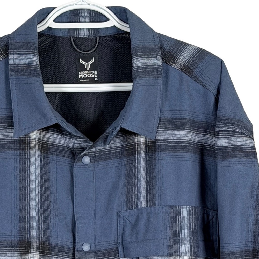 Cross Eyed Moose Flannel Shirt Mens XL Blue Plaid Ventilated Utility Snap Front